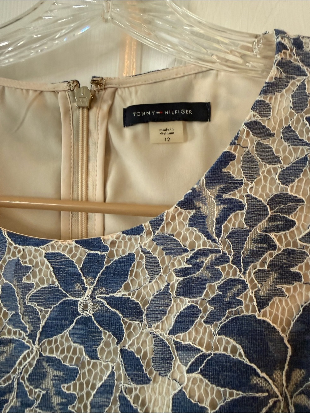 Tommy Hilfiger Blue and Cream Floral Sleeveless Fit-and-Flare Dress - Picture 2 of 3